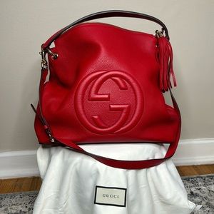 Gucci Soho Convertible Hobo Leather Large Red